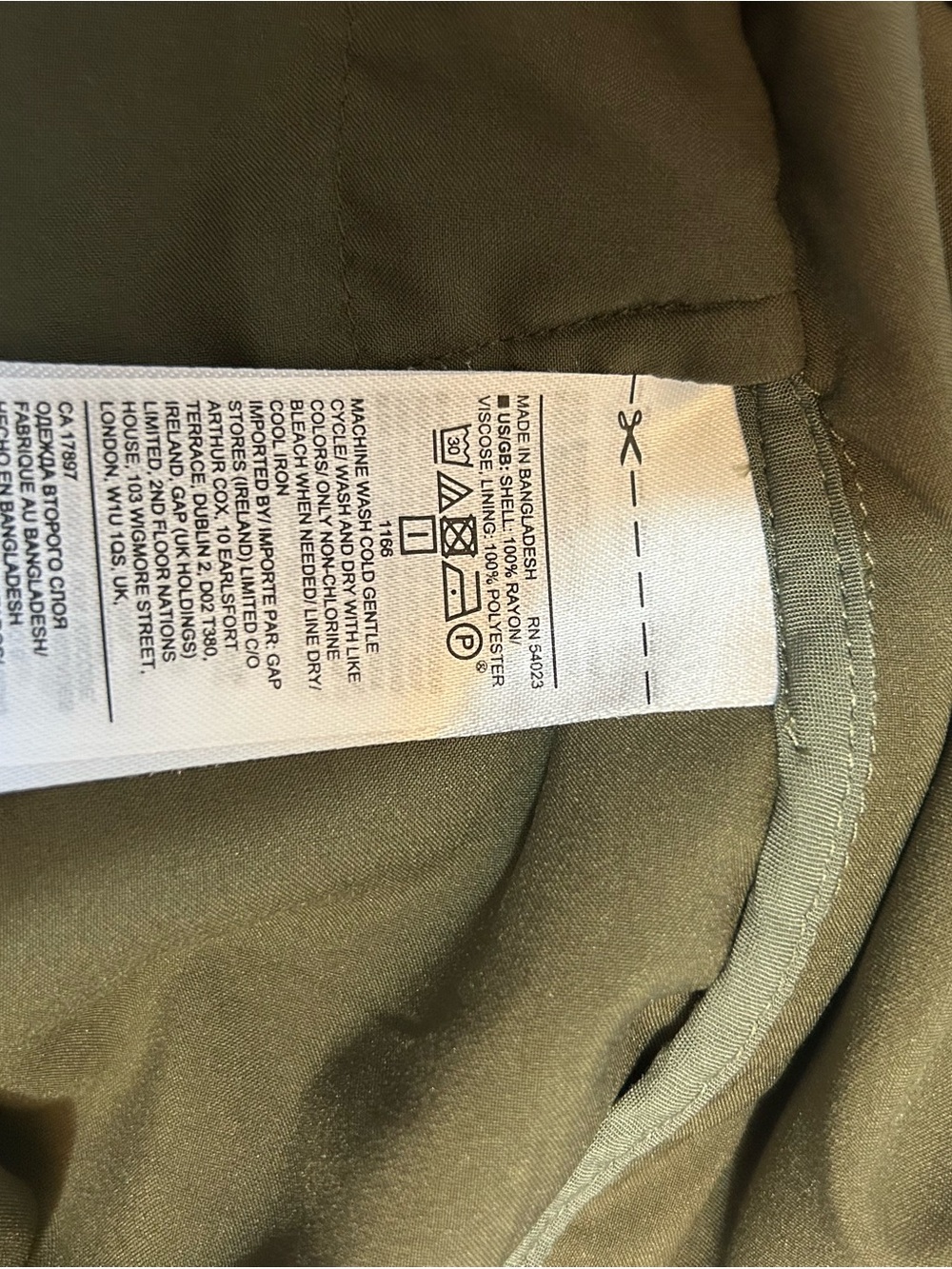 Sz L Banana Republic Sleeveless Olive Midi Shirt Dress button down w/ Waist Tie - Picture 5 of 7